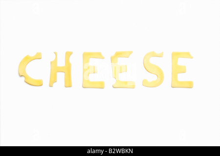 Das Wort Käse hergestellt aus Käse Stockfoto