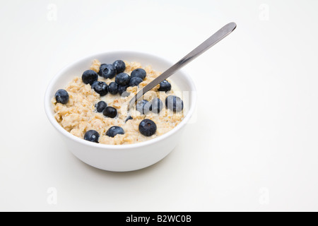 Brei und Heidelbeeren Stockfoto