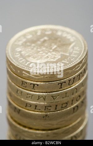 Stapel von Pfund-Münzen Stockfoto