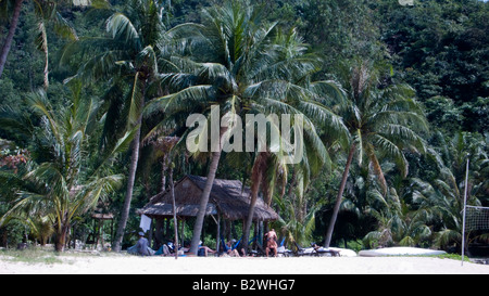 Palmen säumen weiße Sand Chong Beach Cham Island vor historischen Hoi An Vietnam Stockfoto