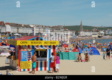 Weymouth Beach in mid–summer Stockfoto