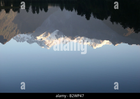 Spiegelbild der Mt. Cook in Lake Matheson in Westland NP, an der Westküste der Südinsel, Neuseeland Stockfoto