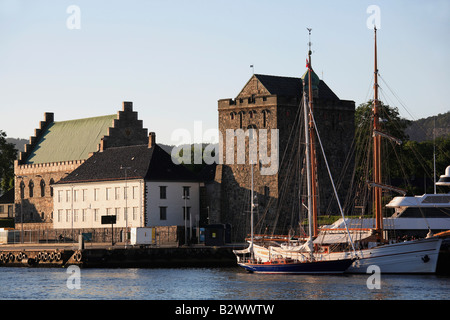 Norwegen Bergen Hakonshallen Rosenkrantz Turm Stockfoto