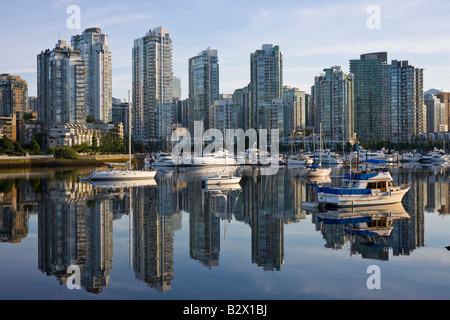 Blick vom Charlosn Park der False Creek und Vancouver, British Columbia, Kanada Stockfoto