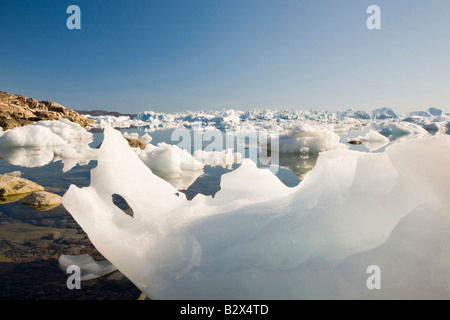 schmelzende Eisberge aus dem Jacobshavn Gletscher bei Ilulissat in Grönland Stockfoto