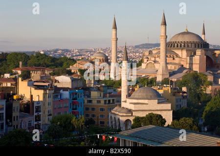 Erhöhten Blick auf Aya Sofya, Sancta Sophia in Sultanahmet, die ein UNESCO Weltkulturerbe in Istanbul, Türkei Stockfoto