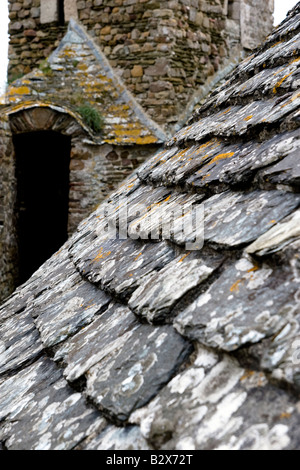 Stein-Dach in spie mittelalterliche Burg, Normandie, Frankreich Stockfoto