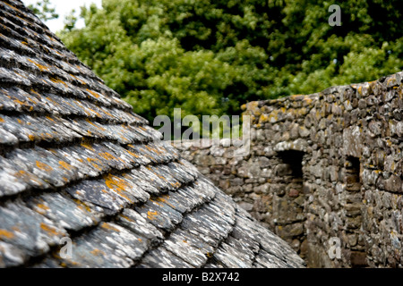 Stein-Dach in spie mittelalterliche Burg, Normandie, Frankreich Stockfoto