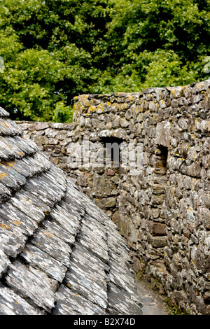Stein-Dach in spie mittelalterliche Burg, Normandie, Frankreich Stockfoto