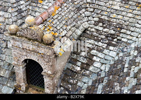 Stein-Dach in spie mittelalterliche Burg, Normandie, Frankreich Stockfoto