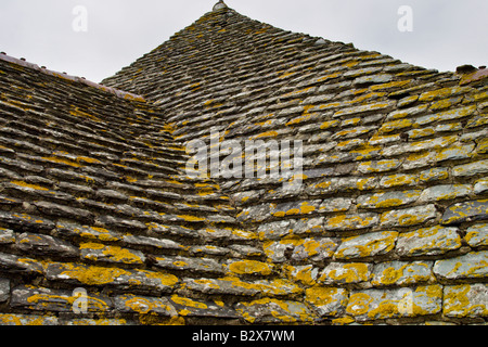 Stein-Dach in spie mittelalterliche Burg, Normandie, Frankreich Stockfoto