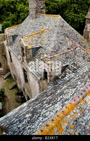 Stein-Dach in spie mittelalterliche Burg, Normandie, Frankreich Stockfoto