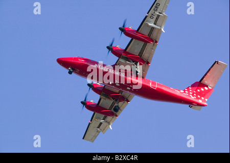 Ein Flug Air Greenland in landen am Flughafen von Ilulissat auf Grönland Stockfoto