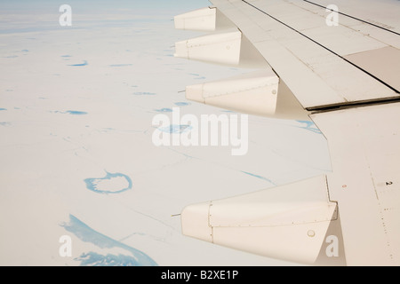 Wasser der Seen auf der grönländische Eisschild in Westgrönland aus der Luft zu schmelzen Stockfoto