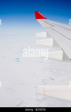 Wasser der Seen auf der grönländische Eisschild in Westgrönland aus der Luft zu schmelzen Stockfoto