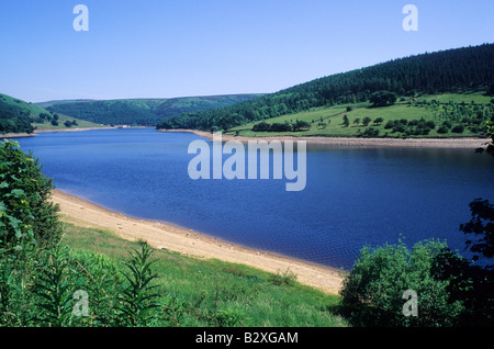 Ladybower Vorratsbehälter Derbyshire nationale Wasserzufuhr Stausee Hügel Englisch Landschaft England UK Stockfoto