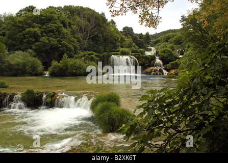 Krka Wasserfälle-Nationalpark, obere fällt am Fluss Krka Stockfoto