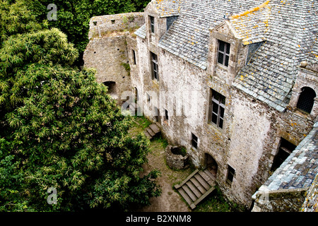 Stein-Dach in spie mittelalterliche Burg, Normandie, Frankreich Stockfoto