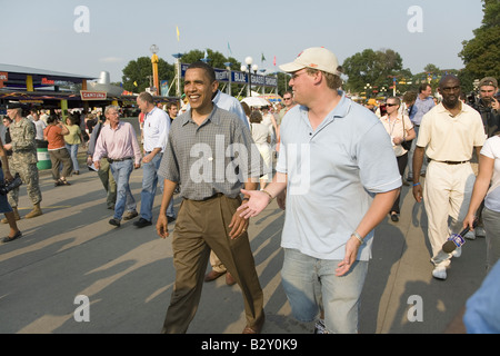 US-Senator Barak Obama Wahlkampf für das Präsidentenamt an Iowa State Fair in Des Moines, Iowa Stockfoto