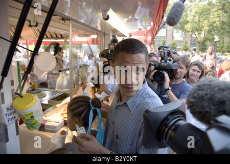 US-Senator Barak Obama Wahlkampf für das Präsidentenamt an Iowa State Fair in Des Moines, Iowa Stockfoto