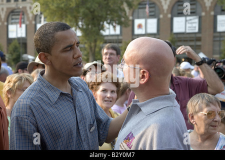 US-Senator Barak Obama Wahlkampf für das Präsidentenamt an Iowa State Fair in Des Moines, Iowa Stockfoto