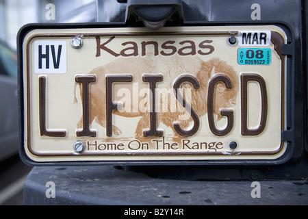 Kansas Nummernschild Schreibweise "Lifisgd", Leben ist gut Stockfoto