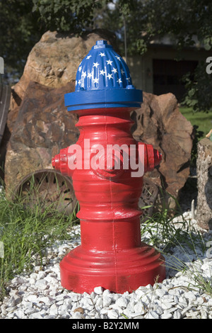 Rot, weiß und blau Hydranten, Nebraska Stockfoto