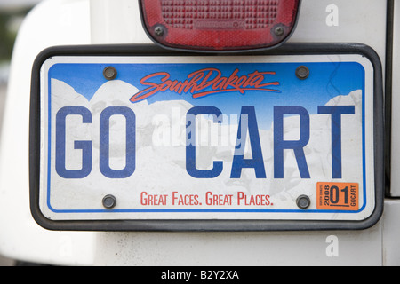 Go Cart benutzerdefinierte Nummernschild, South Dakota Stockfoto