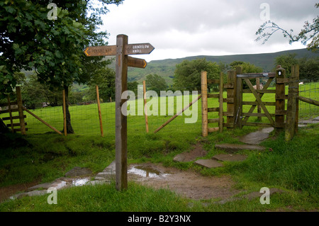 Pennine Way Schild am Edale, Derbyshire Peak District, Nordengland, im Peak District National Park Stockfoto