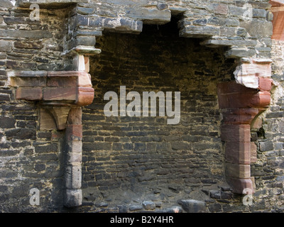 Kamin im Rittersaal, Conwy Castle, Conwy, North Wales, UK Stockfoto