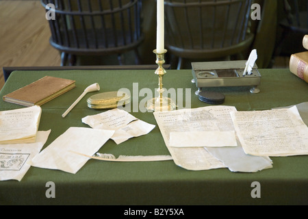 Restaurierte Versammlungsraum anzeigen aus dem 18. Jahrhundert Papiere in Independence Hall, Philadelphia, Pennsylvania Stockfoto