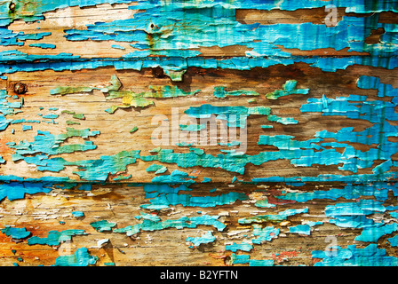abblätternde Farbe auf den Rumpf von einem alten Boot Stockfoto