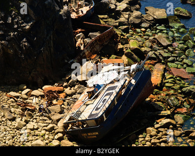 RMS Mülheim Wrack am Schloss Förderstollens zwischen Sennen Cove und Endland. 22. März 2003 lief. Stockfoto