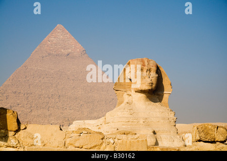 Sphinx und Pyramide des Chephren, Giza, Ägypten Stockfoto