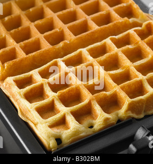 Waffeln im Waffeleisen Stockfoto