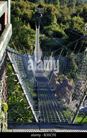 Susepnsion Brücke über den Buller River, Südinsel, Neuseeland Stockfoto