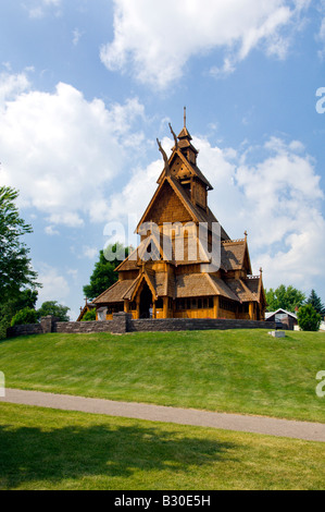 Eine vollständige Replik einer Stav Kirche im Scandinavian Heritage Center in Minot North Dakota USA Stockfoto