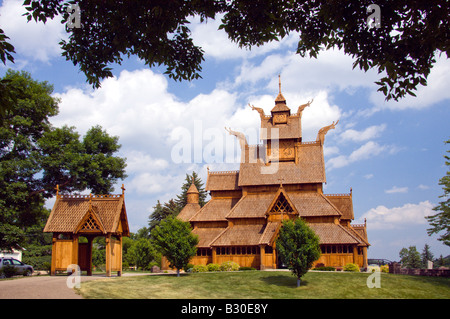 Eine vollständige Replik einer Stav Kirche im Scandinavian Heritage Center in Minot North Dakota USA Stockfoto