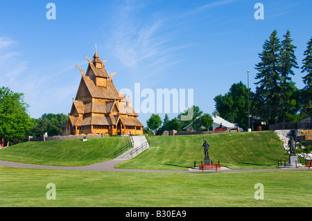 Eine vollständige Replik einer Stav Kirche im Scandinavian Heritage Center in Minot North Dakota USA Stockfoto