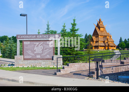 Eine vollständige Replik einer Stav Kirche im Scandinavian Heritage Center in Minot North Dakota USA Stockfoto