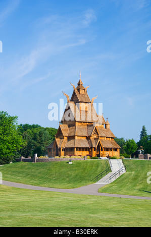 Eine vollständige Replik einer Stav Kirche im Scandinavian Heritage Center in Minot North Dakota USA Stockfoto