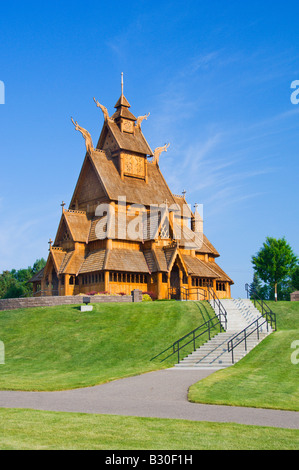 Eine vollständige Replik einer Stav Kirche im Scandinavian Heritage Center in Minot North Dakota USA Stockfoto