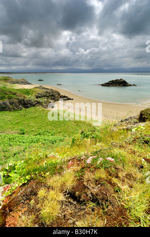 Porth Y Clochydd auf Llanddwyn Insel vor der Küste von Anglesey in Newborough Warren Stockfoto