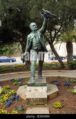 Statue von Manwel Dimech, Valletta, Malta Stockfoto