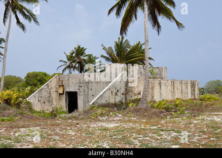Alte Bunker für die Beobachtung von Atomwaffen Test Marshallinseln Bikini Atoll Mikronesien Pazifik Stockfoto