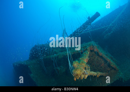 12-Zoll-Geschütz der USS Arkansas Battleship Marshallinseln Bikini Atoll Mikronesien Pazifik Stockfoto