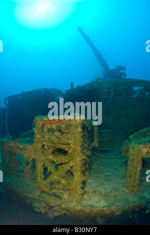 Depth Charge Track auf Zerstörer USS Lamson Marshallinseln Bikini Atoll Mikronesien Pazifik Stockfoto