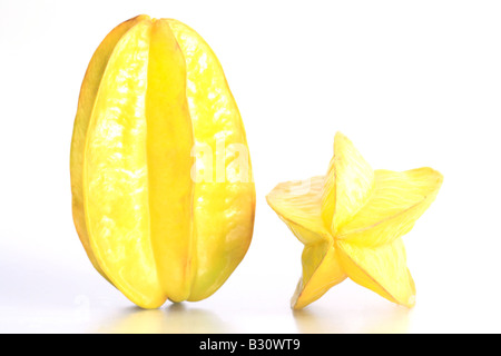 Karambolen, Gattung Karambolen, Sternfrüchte, Karambolen Obst, Bilimbi, Belimbing, chinesische Sternfrucht, fünf abgewinkelt Obst, Sternapfel Stockfoto