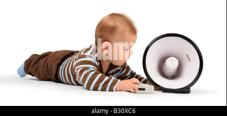 Baby mit Megaphon Stockfoto