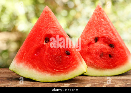 Wassermelone Stück in natürlichen Hintergrund Stockfoto